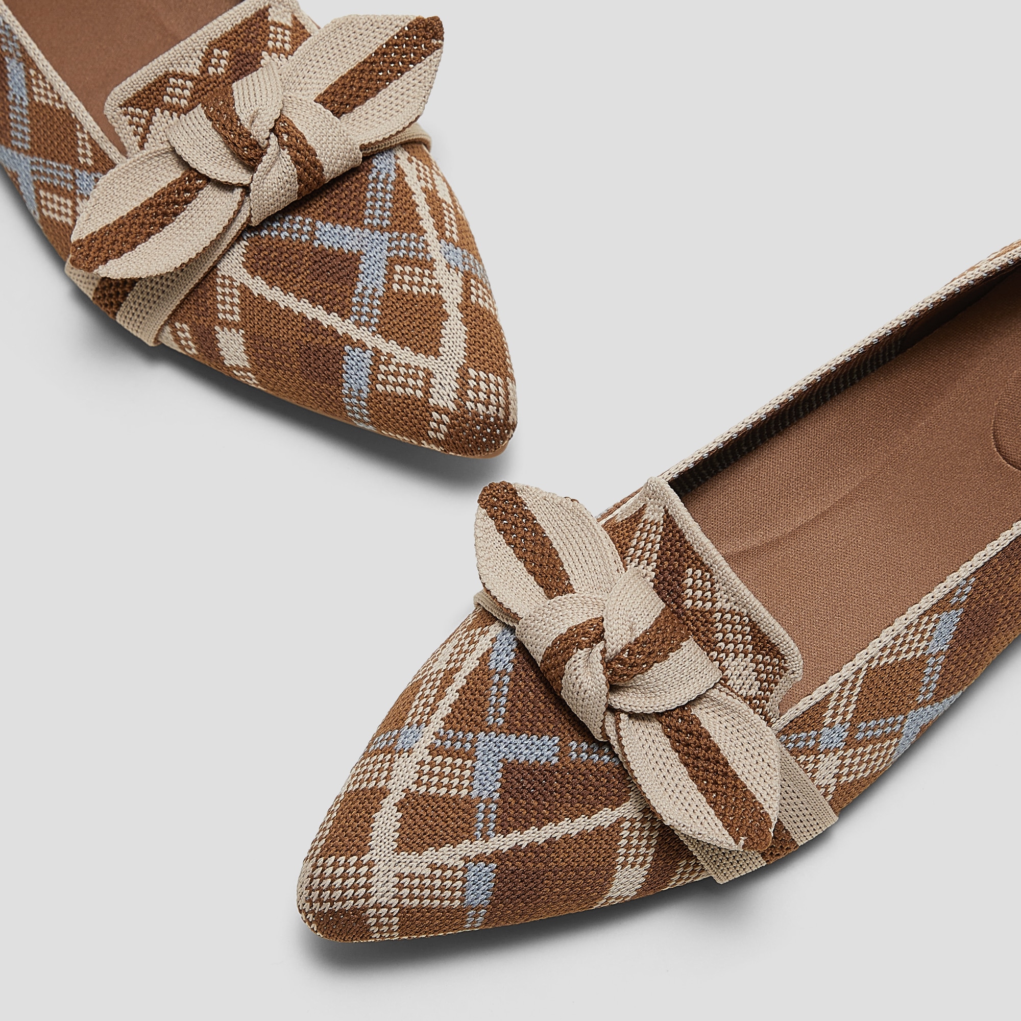 Pointed-Toe Bow Loafers (Michelle 2.0), CARAMEL MOSAIC, EU35 | VIVAIA