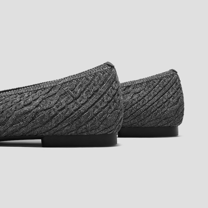 Square-Toe Lace Up Mary-Jane (Miley), RICH GREY CABLE KNIT, EU35 | VIVAIA
