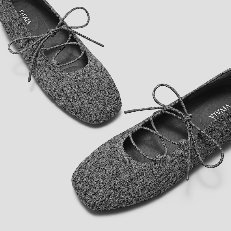 Square-Toe Lace Up Mary-Jane (Miley), RICH GREY CABLE KNIT, EU35 | VIVAIA