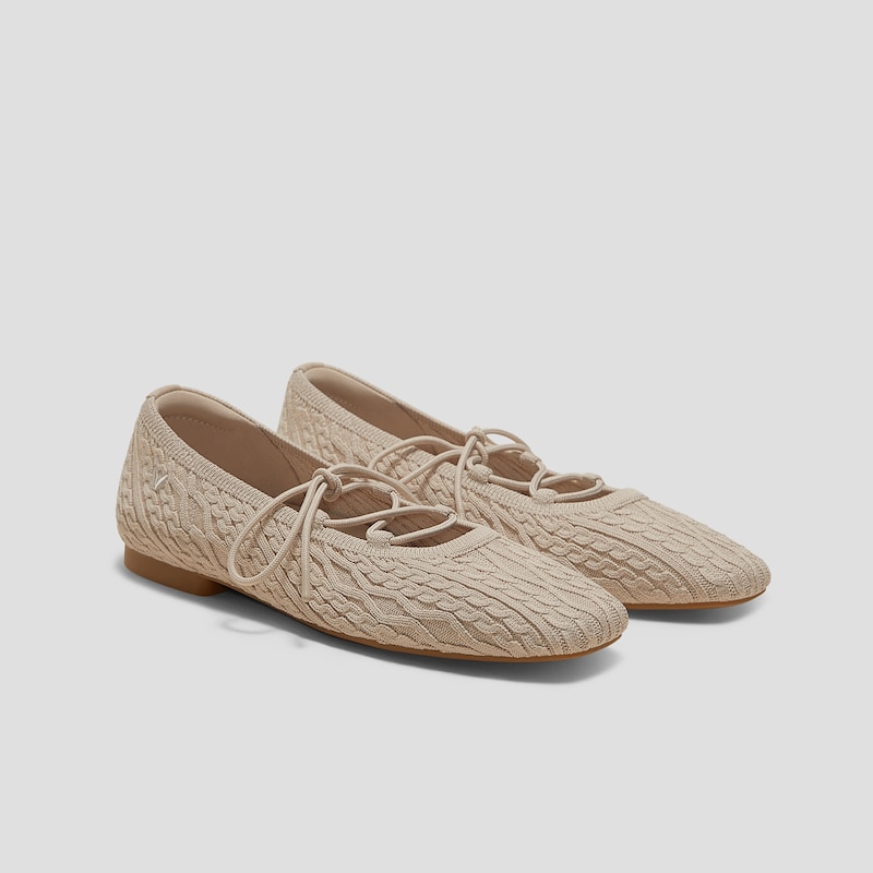 Square-Toe Lace Up Mary-Jane (Miley), ALMOND CABLE KNIT, EU40.5 | VIVAIA