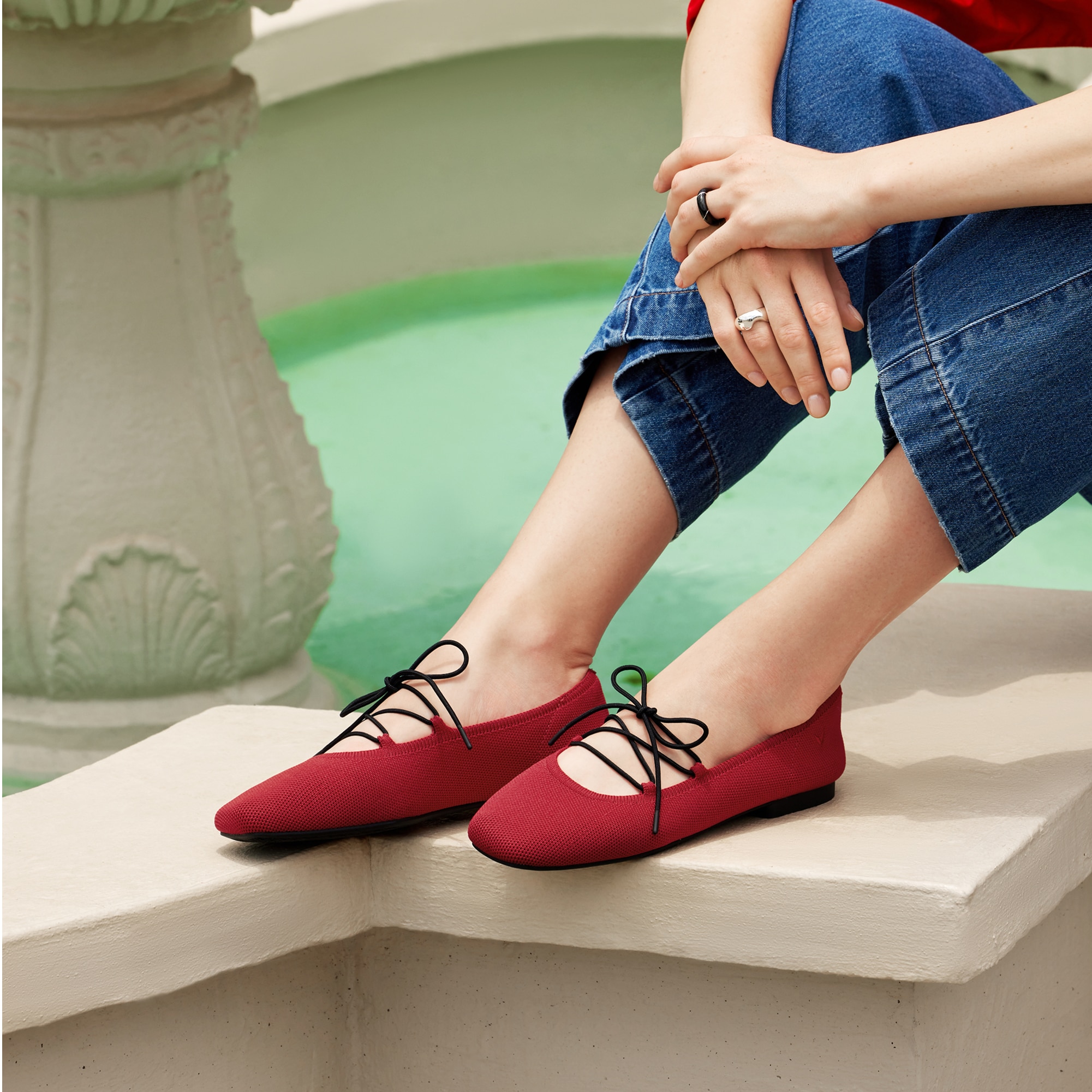 3 Laces Included Square-Toe Lace-Up Mary Janes (Miley), RUBY RED