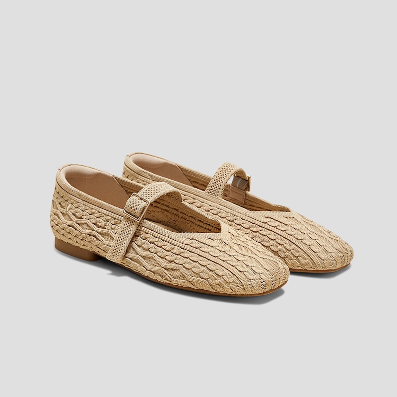 Square-Toe Mary-Jane (Margot Mary-Jane), NUDE PEACH CABLE KNIT, EU35 | VIVAIA
