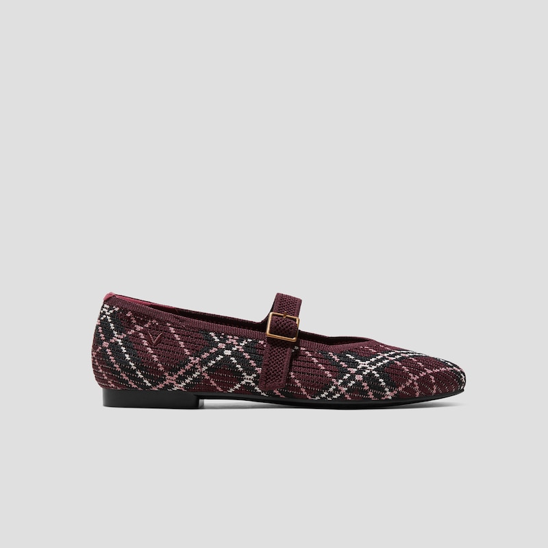 Square-Toe Mary-Jane (Margot Mary-Jane), BORDEAUX LINED PLAID, EU35 | VIVAIA