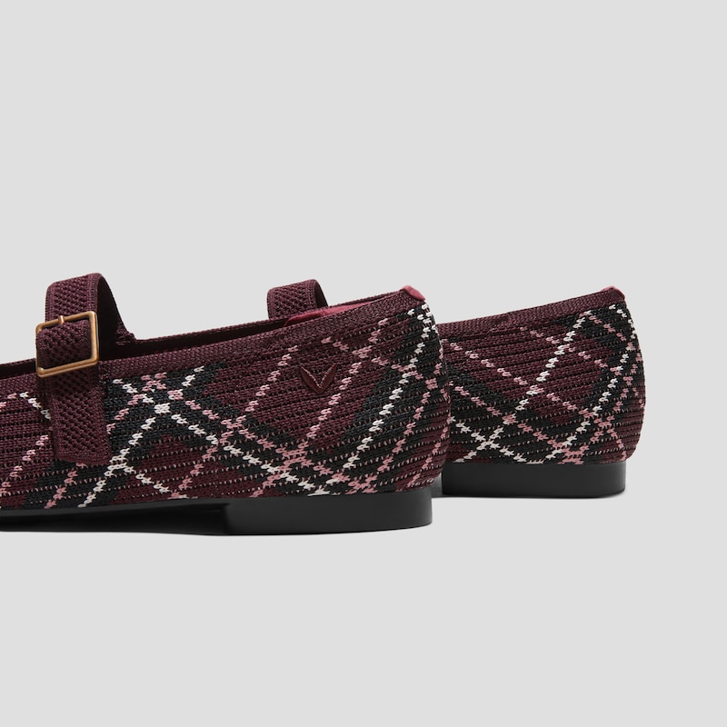 Square-Toe Mary-Jane (Margot Mary-Jane), BORDEAUX LINED PLAID, EU35 | VIVAIA