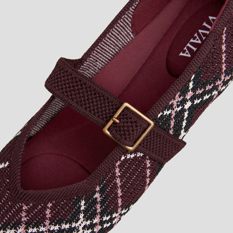 Square-Toe Mary-Jane (Margot Mary-Jane), BORDEAUX LINED PLAID, EU35 | VIVAIA