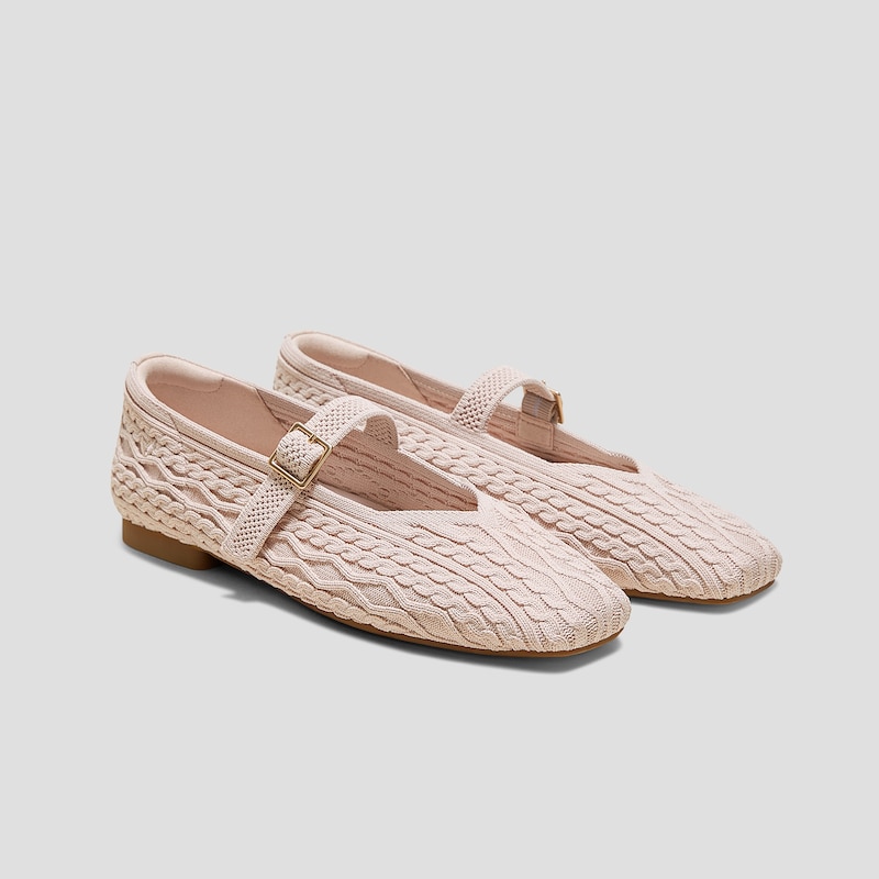 Square-Toe Mary-Jane (Margot Mary-Jane), BALLET BLUSH CABLE KNIT, EU38 | VIVAIA