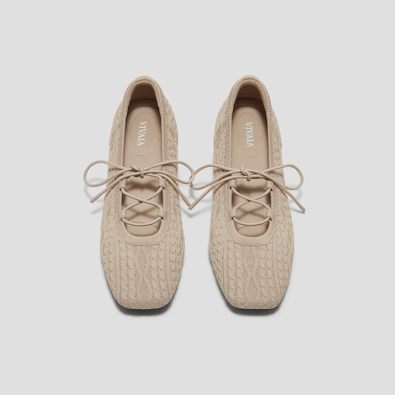 Square-Toe Lace Up Mary-Jane (Miley), ALMOND CABLE KNIT, EU35 | VIVAIA