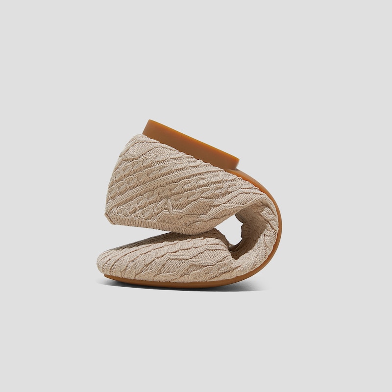 Square-Toe Lace Up Mary-Jane (Miley), ALMOND CABLE KNIT, EU35 | VIVAIA