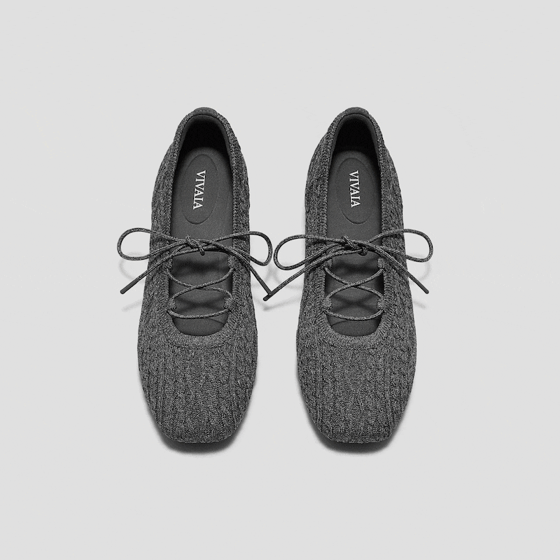 Square-Toe Lace Up Mary-Jane (Miley), RICH GREY CABLE KNIT, EU35 | VIVAIA