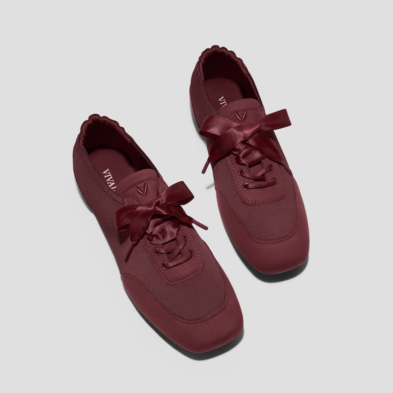 Square-Toe Lace-Up Sneakerina (Cristina), BURGUNDY, EU35 | VIVAIA