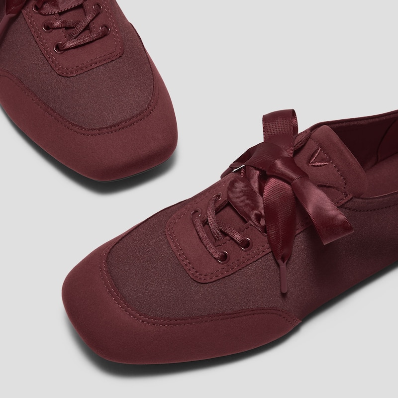 Square-Toe Lace-Up Sneakerina (Cristina), BURGUNDY, EU35 | VIVAIA