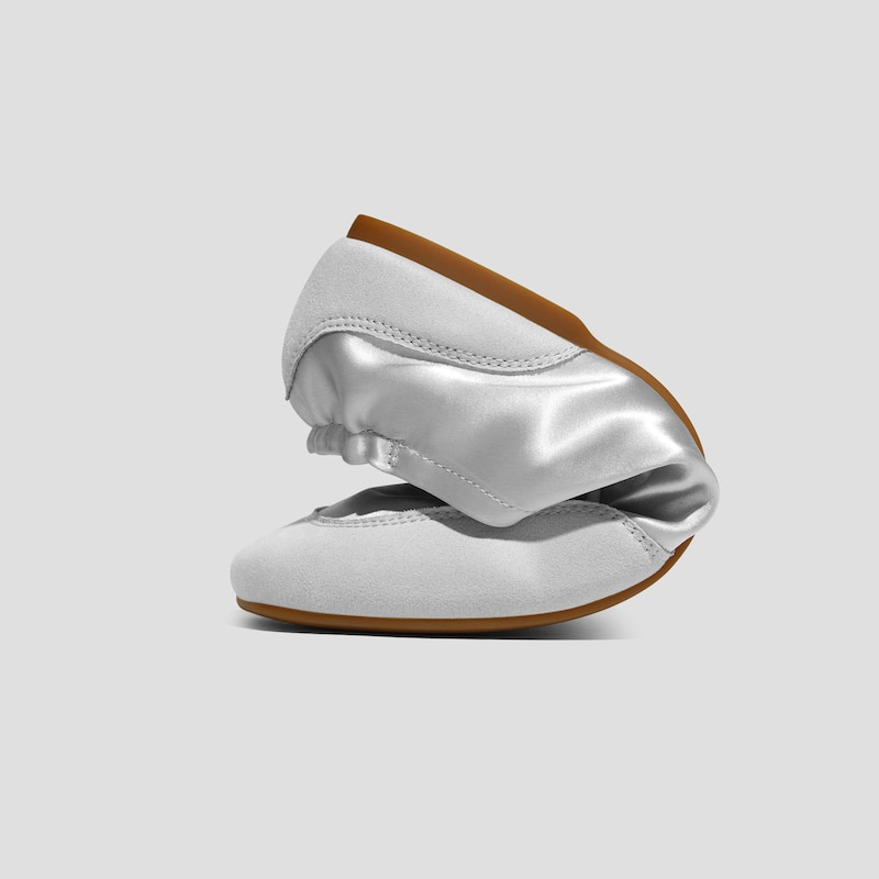 Square-Toe Lace-Up Satin Sneakerina (Cristina), GREY SILVER, EU35 | VIVAIA