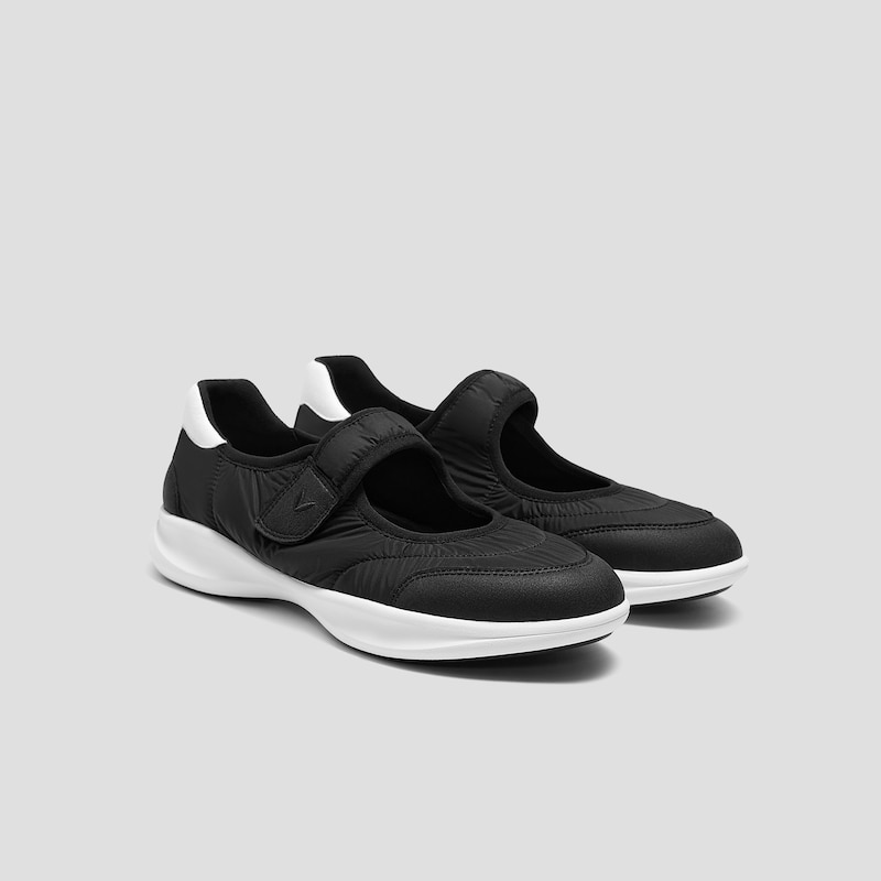 Round-Toe Re-Nylon Mary Jane Sneaker Flats (Ivee), BLACK WATER RPT, EU35 | VIVAIA