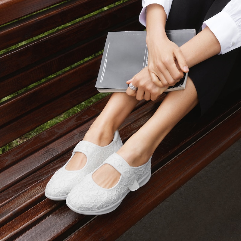 Round-Toe Lace-Up Mary Jane Sneaker Flats (Ivee), WHITE LACE, EU39 | VIVAIA