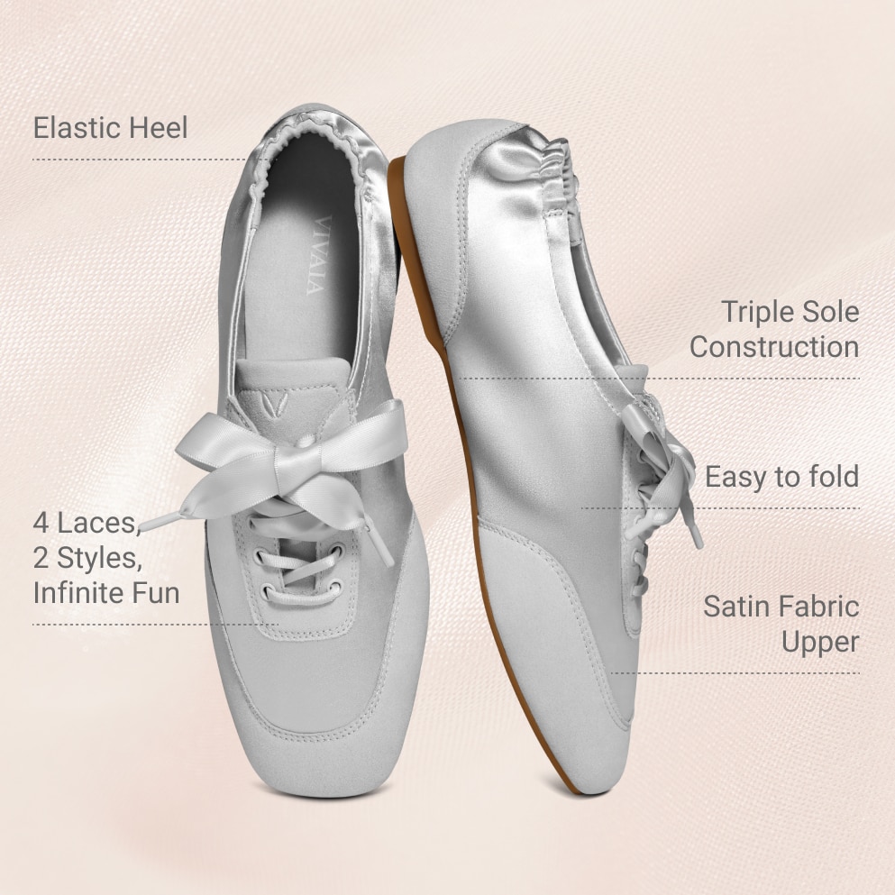 Square-Toe Lace-Up Satin Sneakerina (Cristina), GREY SILVER, EU35