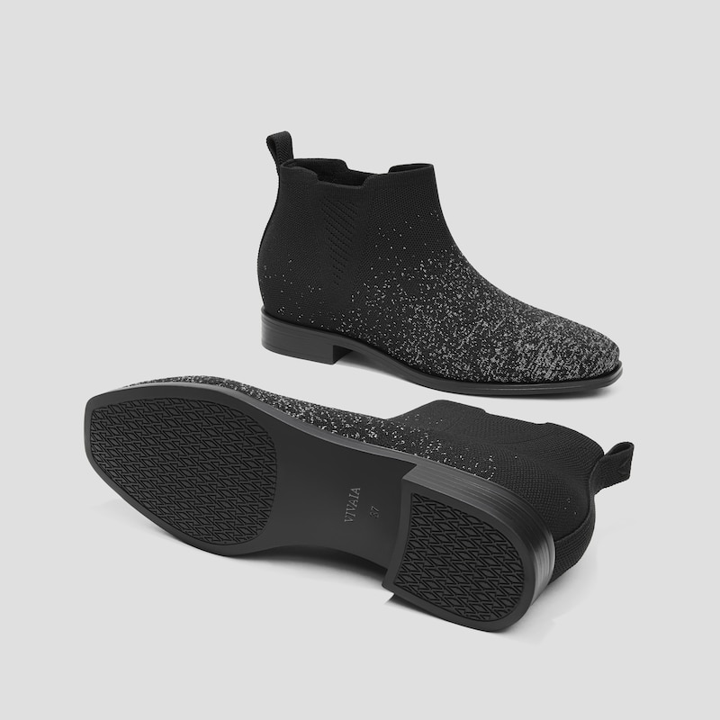 Slip-On Square-Toe Ankle Chelsea Boots (Ryan Slip-On), BLACK METALLIC, EU35 | VIVAIA