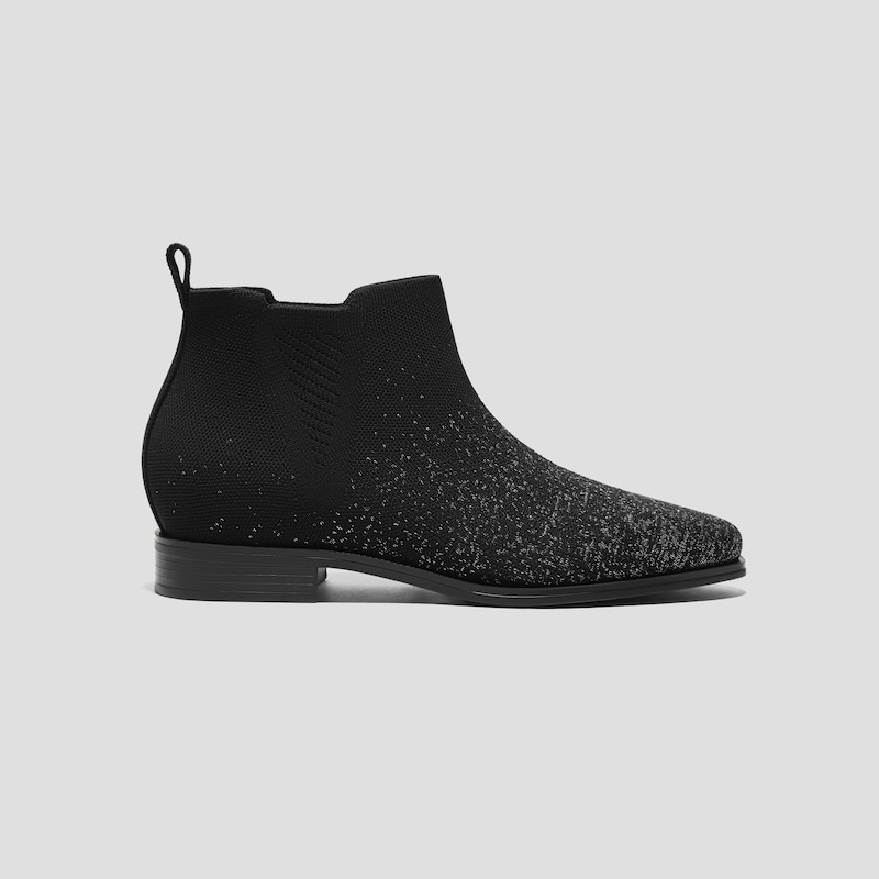 Slip-On Square-Toe Ankle Chelsea Boots (Ryan Slip-On), BLACK METALLIC, EU35 | VIVAIA