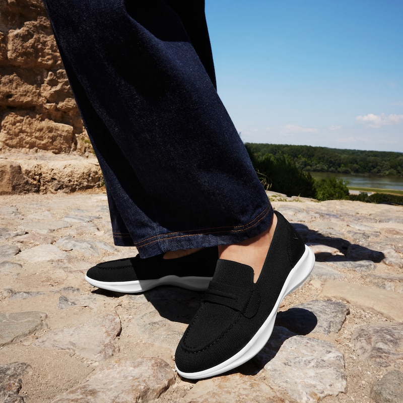 Water-Repellent Round-Toe Sneaker Loafers (Ivana), Black, EU35 | VIVAIA