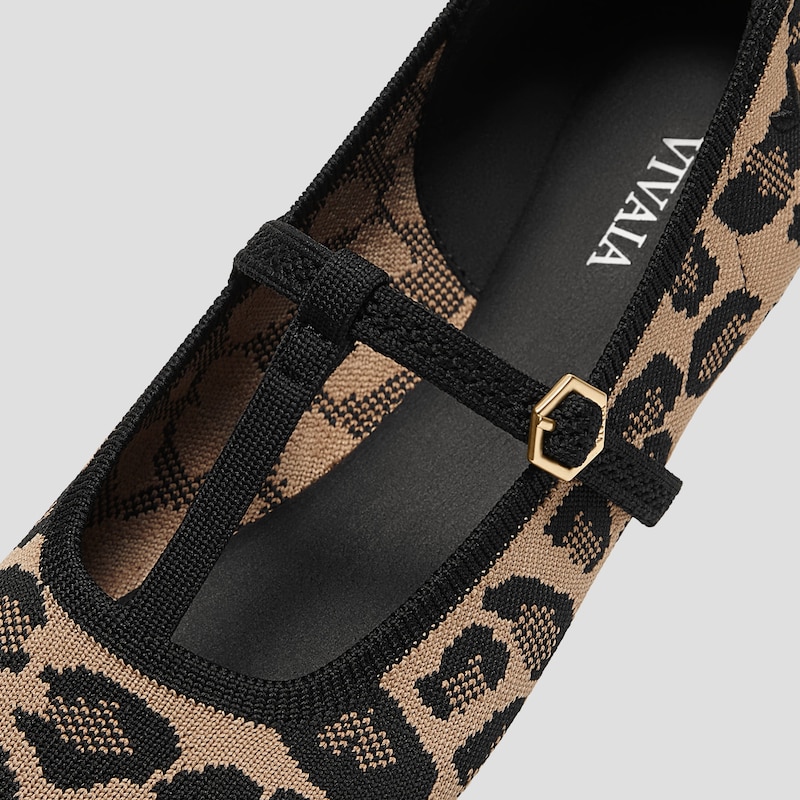T-Bar Ballet Flats（Melinda）, DARK LEOPARD, EU35 | VIVAIA