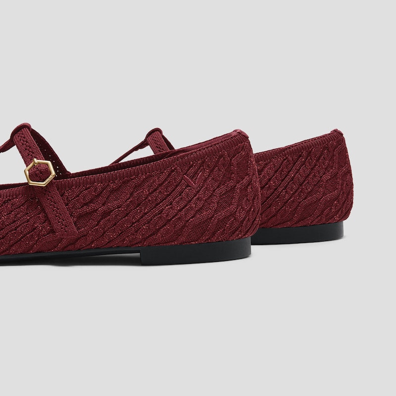 T-Bar Ballet Flats（Melinda）, BURGUNDY METALLIC CABLE KNIT, EU38.5 | VIVAIA