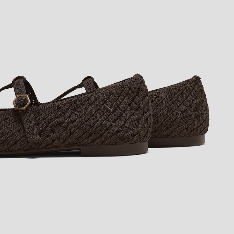 T-Bar Ballet Flats（Melinda）, DARK CHOCOLATE CABLE KNIT, EU35 | VIVAIA