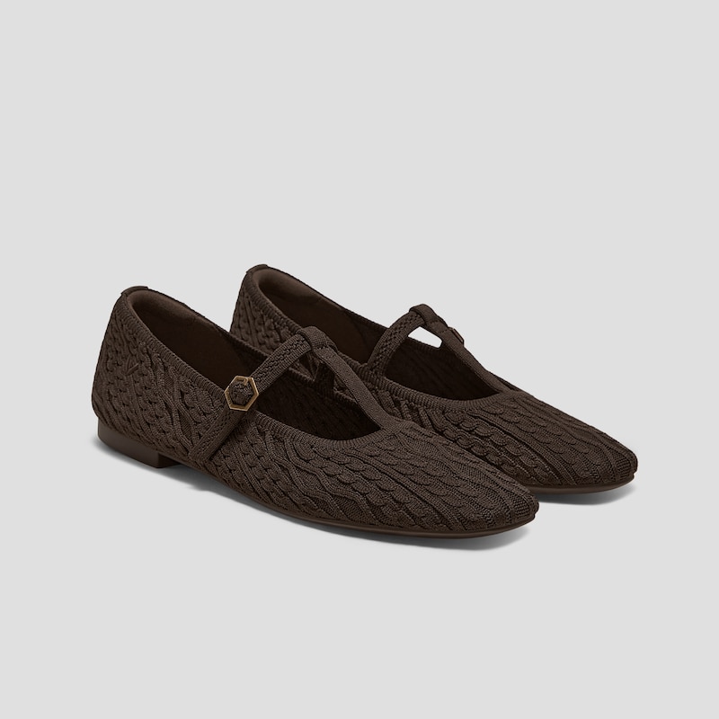 T-Bar Ballet Flats（Melinda）, DARK CHOCOLATE CABLE KNIT, EU35 | VIVAIA