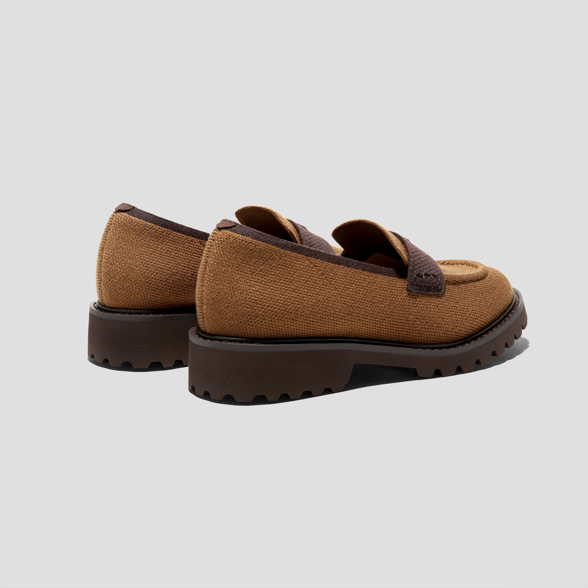Round-Toe Platform Chunky Heel Loafers (Francesca), CARAMEL