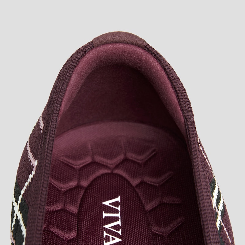 Round-Toe Platform Chunky Heel Loafers (Francesca), BURGUNDY LINED PLAID, EU35 | VIVAIA