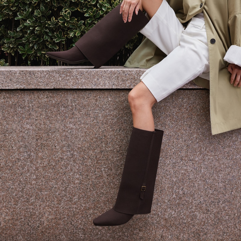 Knitted Sleeve Leg Warmers, DARK CHOCOLATE, EU35-36.5 | VIVAIA