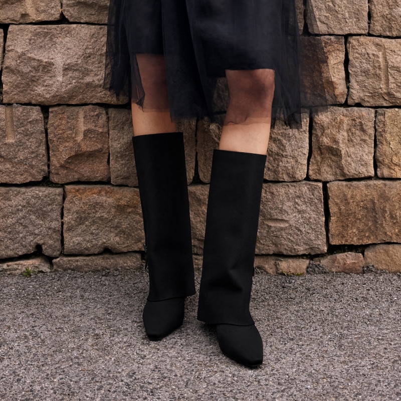 Knitted Sleeve Leg Warmers, Black, EU35-36.5 | VIVAIA