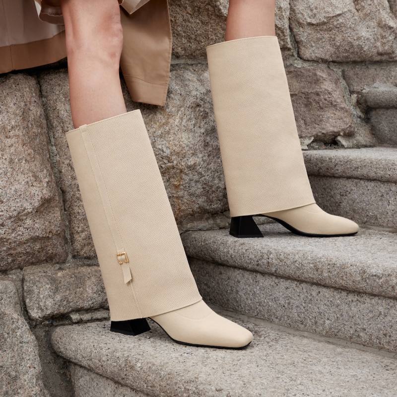Knitted Sleeve Leg Warmers, Warm Taupe, EU35-36.5 | VIVAIA