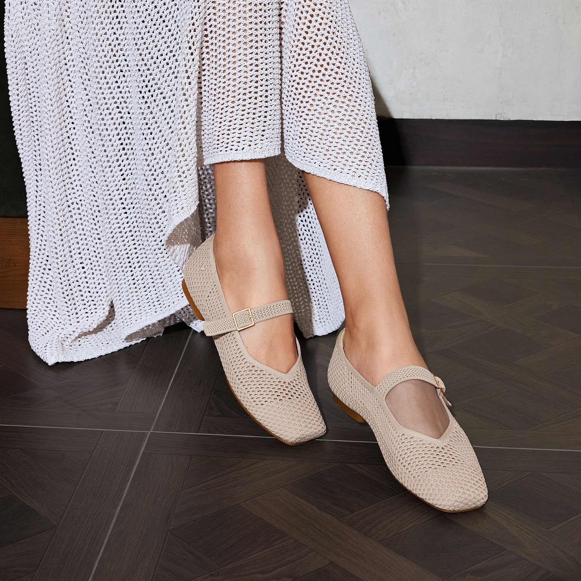 Square-Toe Mary-Jane (Margot Mary-Jane), ALMOND MESH, EU39 | VIVAIA