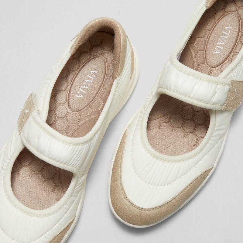 Round-Toe Re-Nylon Mary Jane Sneaker Flats (Ivee), SEASHELL HUMUS WATER RPT, EU35 | VIVAIA