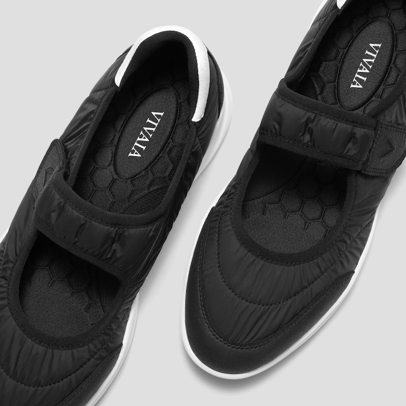 Round-Toe Re-Nylon Mary Jane Sneaker Flats (Ivee), BLACK WATER RPT, EU35 | VIVAIA