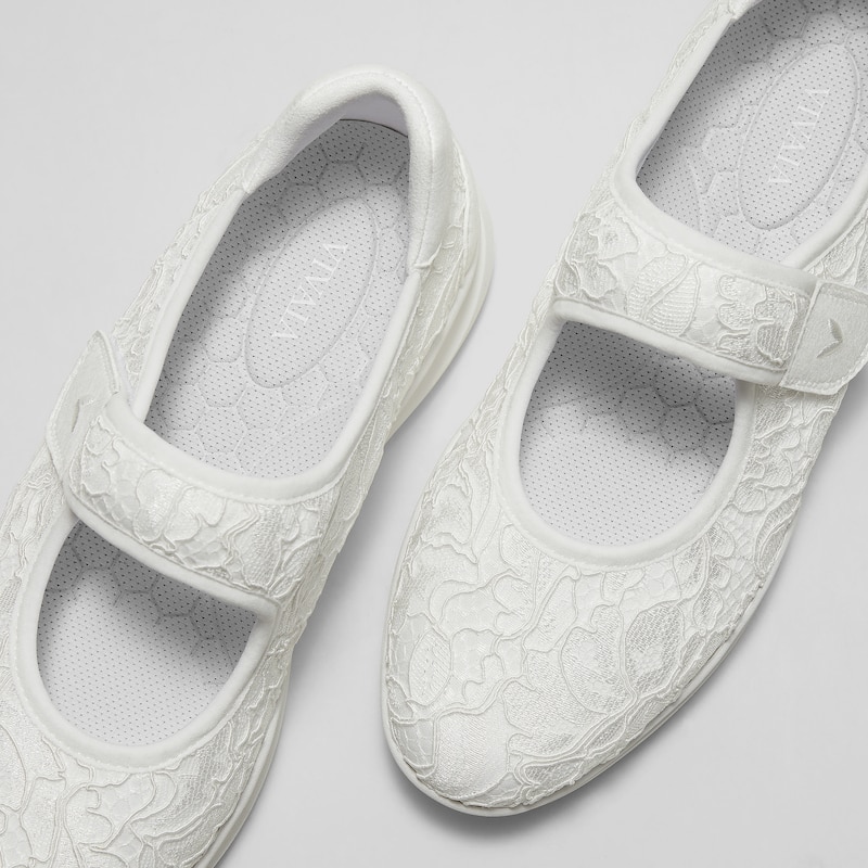 Round-Toe Lace-Up Mary Jane Sneaker Flats (Ivee), WHITE LACE, EU39 | VIVAIA