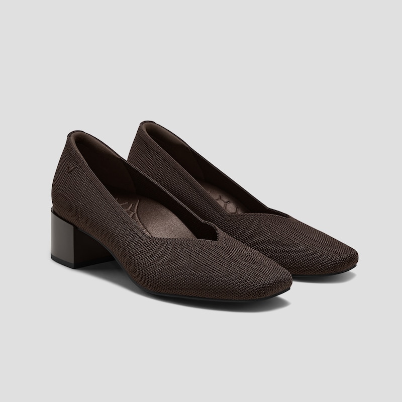 Square-Toe Stress Free Chunky Heels (Megan), DARK CHOCOLATE, EU35 | VIVAIA