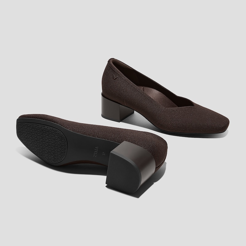 Square-Toe Stress Free Chunky Heels (Megan), DARK CHOCOLATE, EU35 | VIVAIA
