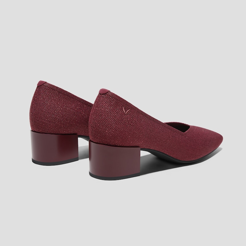 Square-Toe Stress Free Chunky Heels (Megan), BORDEAUX METALLIC, EU35 | VIVAIA