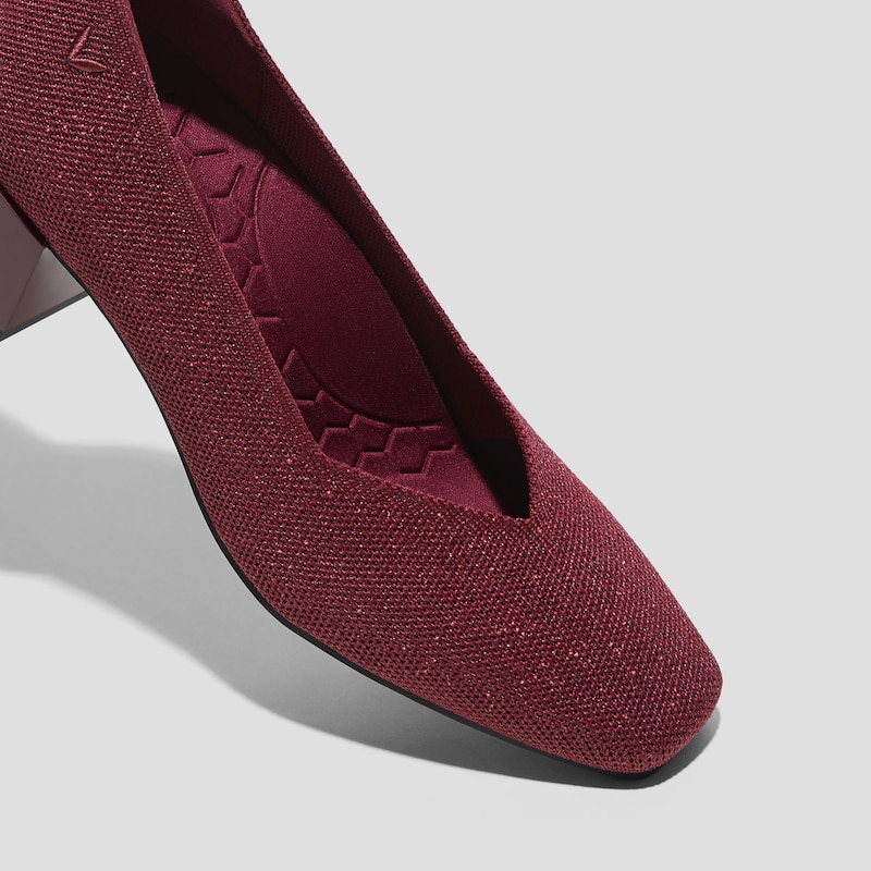 Square-Toe Stress Free Chunky Heels (Megan), BORDEAUX METALLIC, EU35 | VIVAIA