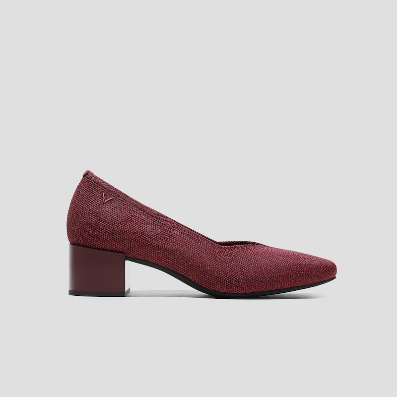 Square-Toe Stress Free Chunky Heels (Megan), BORDEAUX METALLIC, EU35 | VIVAIA
