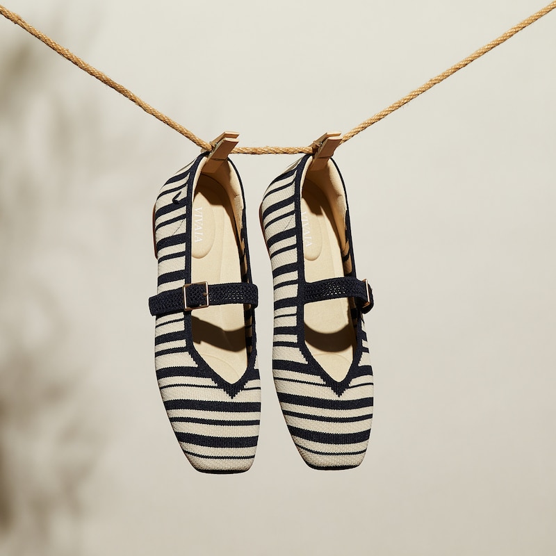 Square-Toe Mary-Jane (Margot Mary-Jane), NAVY IVORY MULTI STRIPE, EU43 | VIVAIA