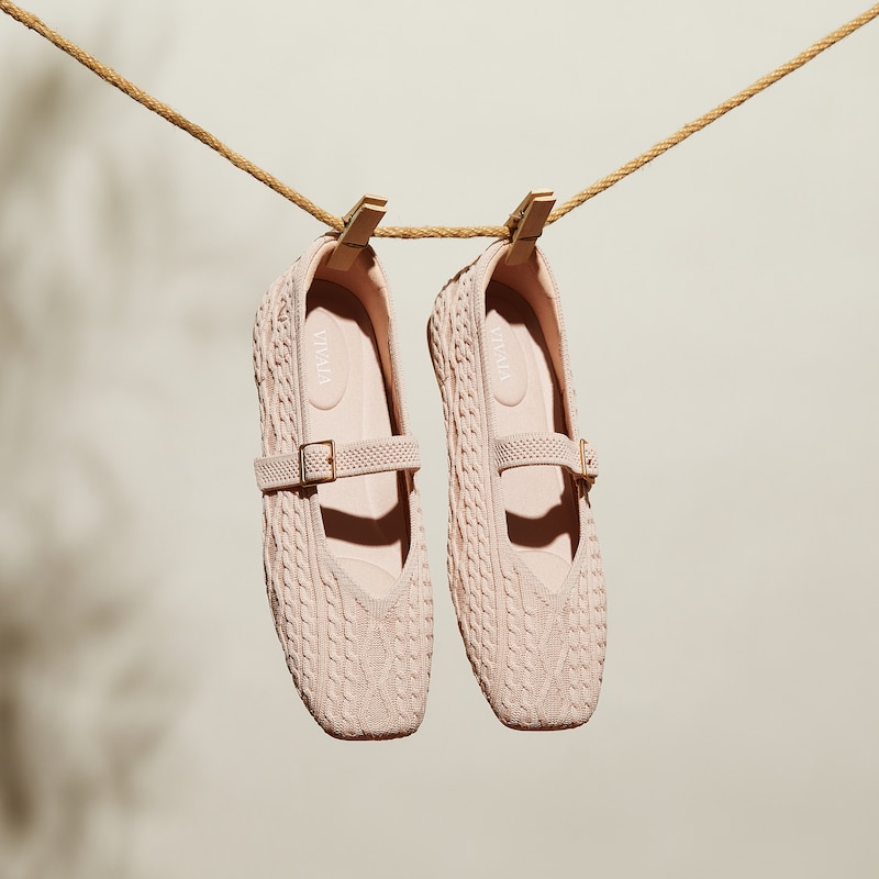 Square-Toe Mary-Jane (Margot Mary-Jane), BALLET BLUSH CABLE KNIT, EU37.5 | VIVAIA