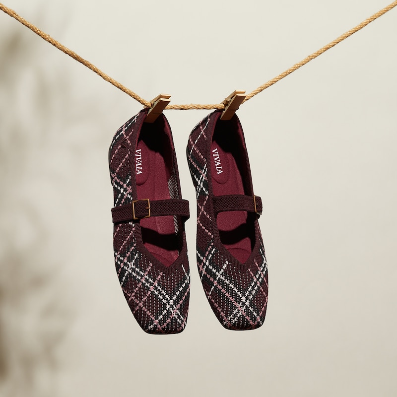 Square-Toe Mary-Jane (Margot Mary-Jane), BORDEAUX LINED PLAID, EU38.5 | VIVAIA