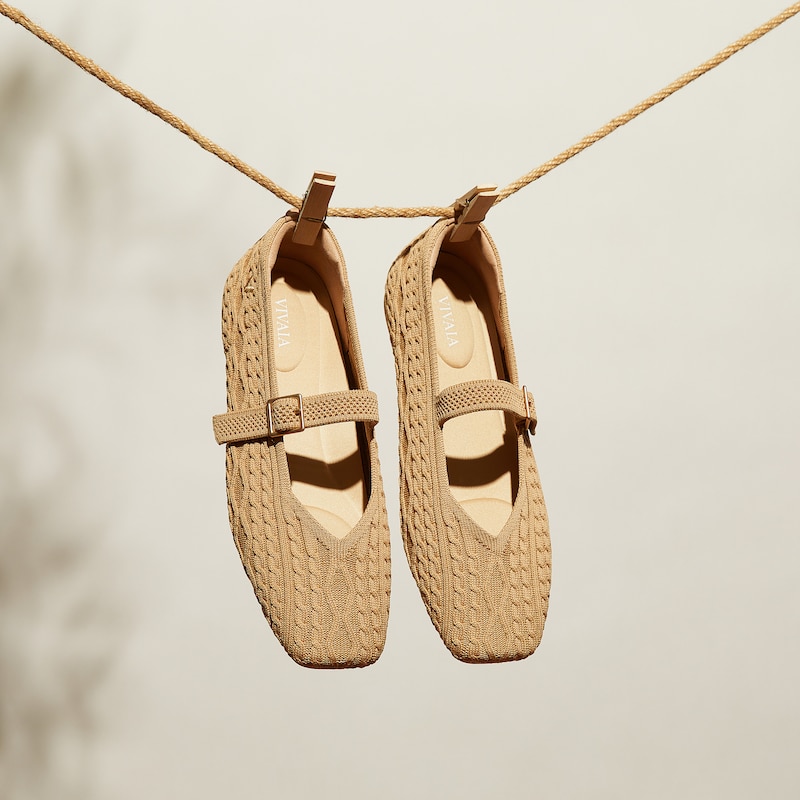 Square-Toe Mary-Jane (Margot Mary-Jane), NUDE PEACH CABLE KNIT, EU37 | VIVAIA