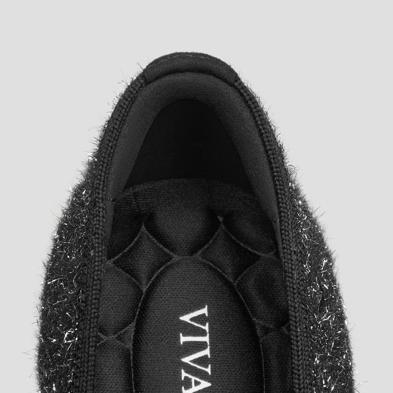 Pointed-Toe Mid Heels (Anna), BLACK SILVER METALLIC, EU35 | VIVAIA