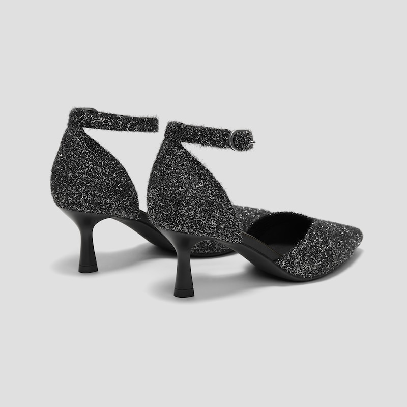 Pointed-Toe Stilettos (Arabella), Black Silver Metallic | VIVAIA