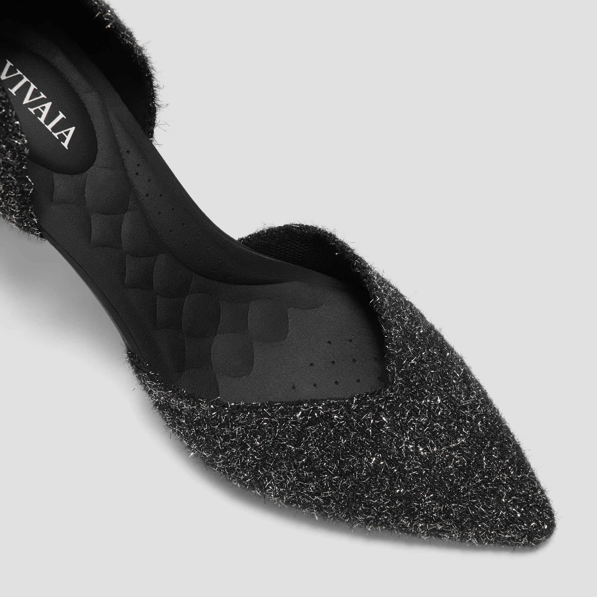 Pointed-Toe Stilettos (Arabella), BLACK SILVER METALLIC, EU35 | VIVAIA
