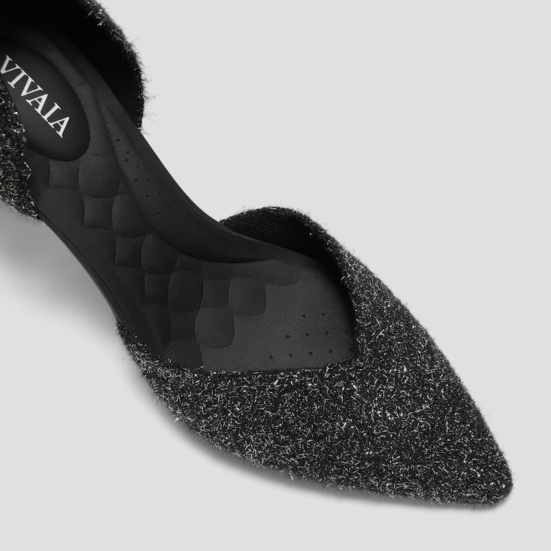 Pointed-Toe Stilettos (Arabella), Black Silver Metallic | VIVAIA