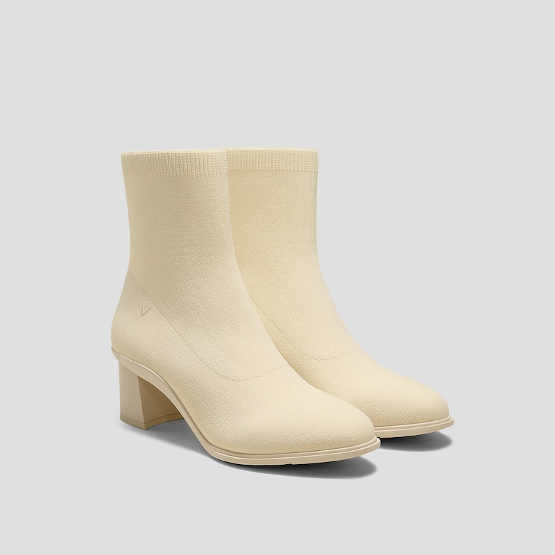Almond-Toe Running Heel Boots (Amanda), CREAM WATER RPT| VIVAIA