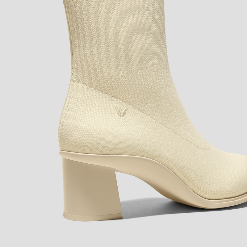 Almond-Toe Running Heel Boots (Amanda), CREAM WATER RPT| VIVAIA